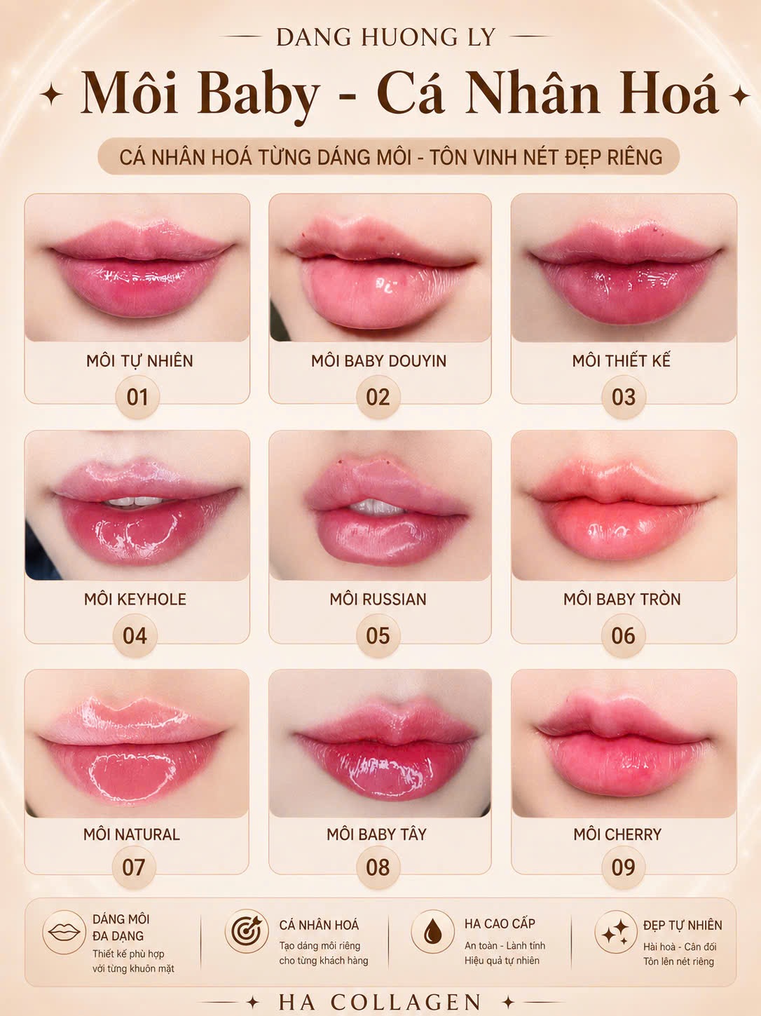 Các dáng môi Baby được thiết kế cá nhân hóa tại Ly Ly Beauty Center